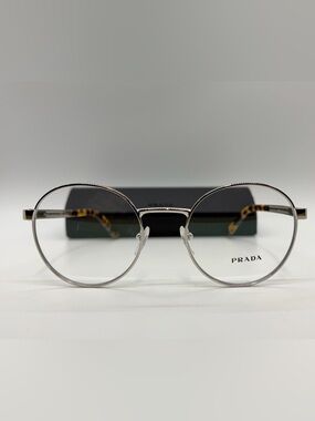 Prada VPR 52X Round Eyeglass Frames – Silver – New Old Stock w/ Case